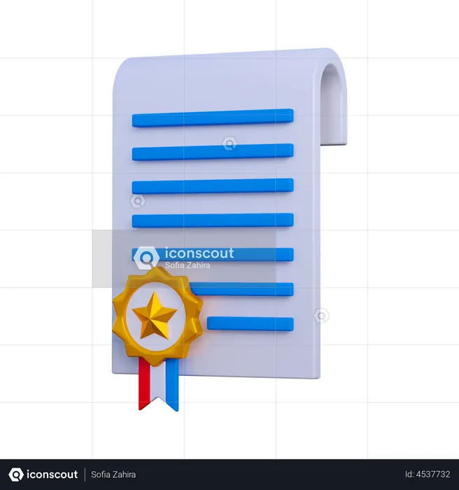 Certificate  3D Illustration