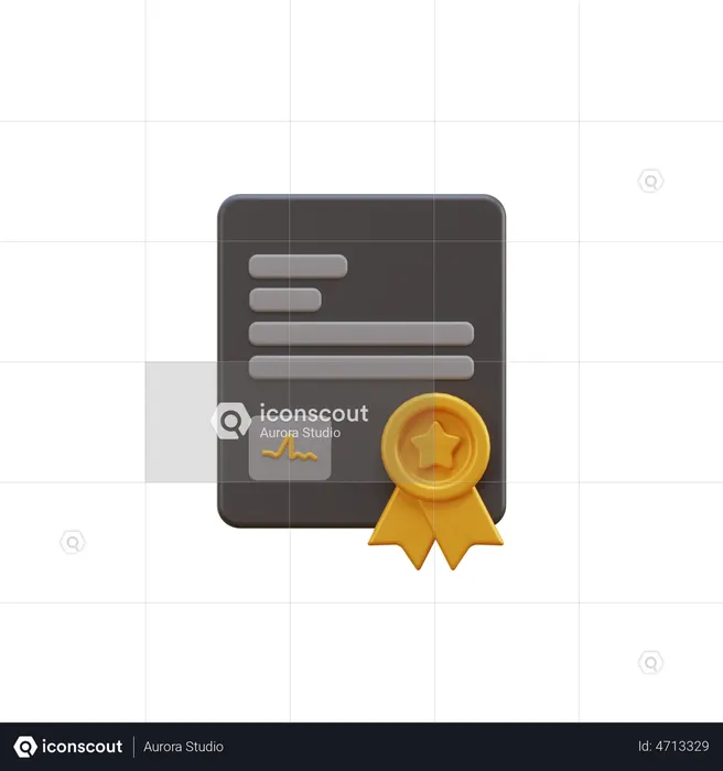 Certificate  3D Illustration