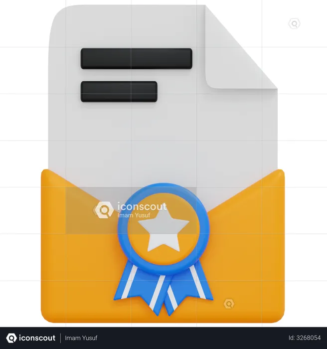 Certificate Envelope  3D Illustration