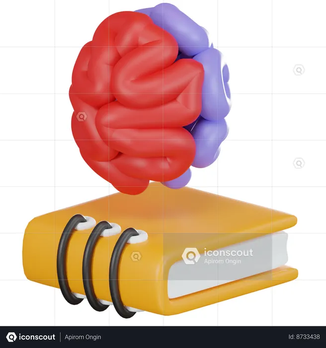 Cerveau et livre  3D Icon