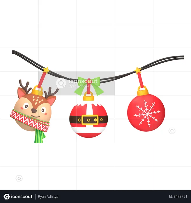 Cervo de bola de natal  3D Icon