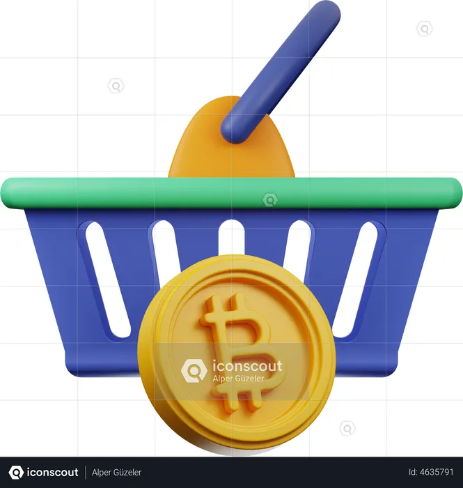 Cesta de bitcoins  3D Illustration