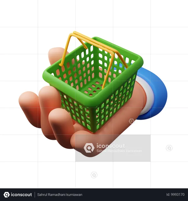 Mão segurando o carrinho de compras  3D Icon