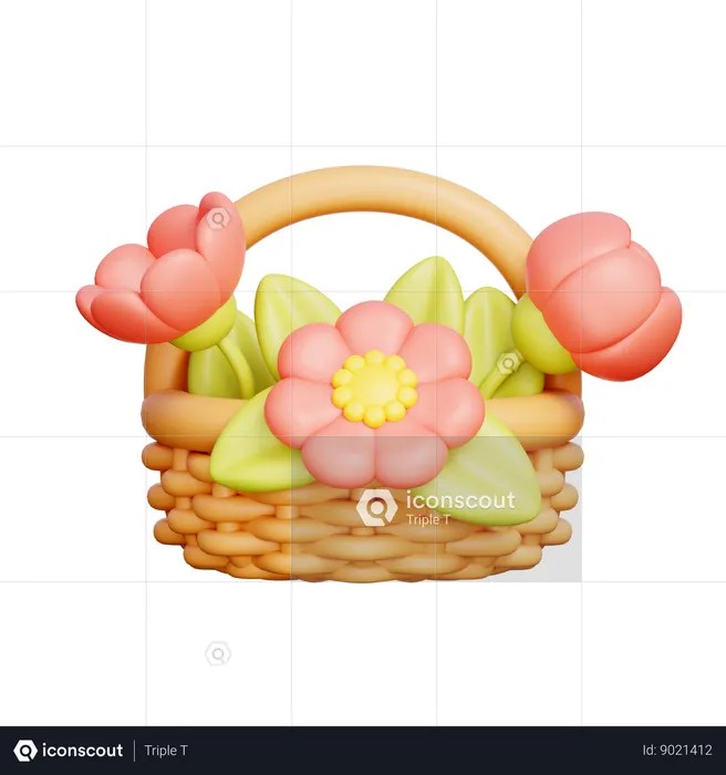 Canasta de flores  3D Icon