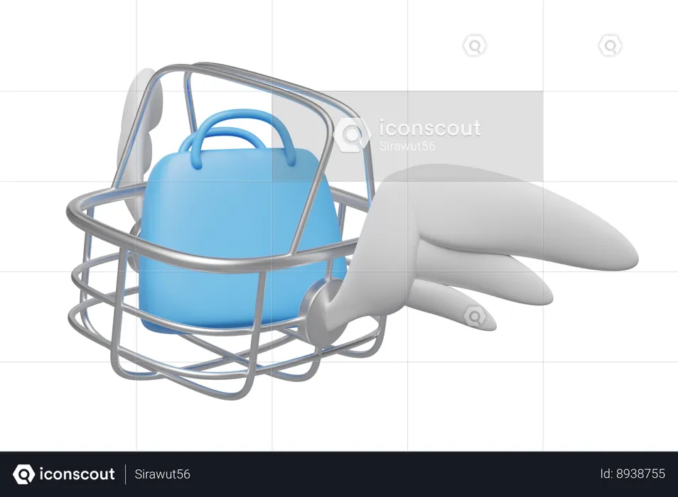 Cesta de compras de acero inoxidable  3D Icon