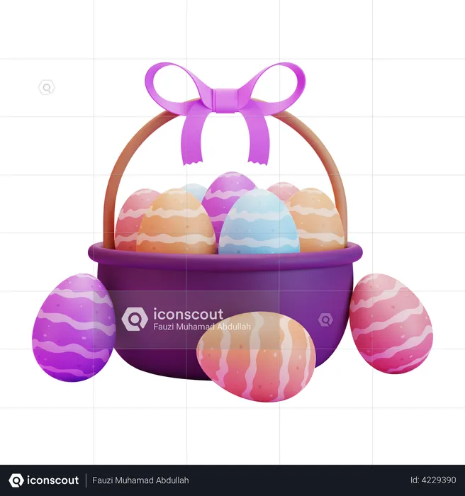 Cesta de regalo de huevos de pascua  3D Illustration