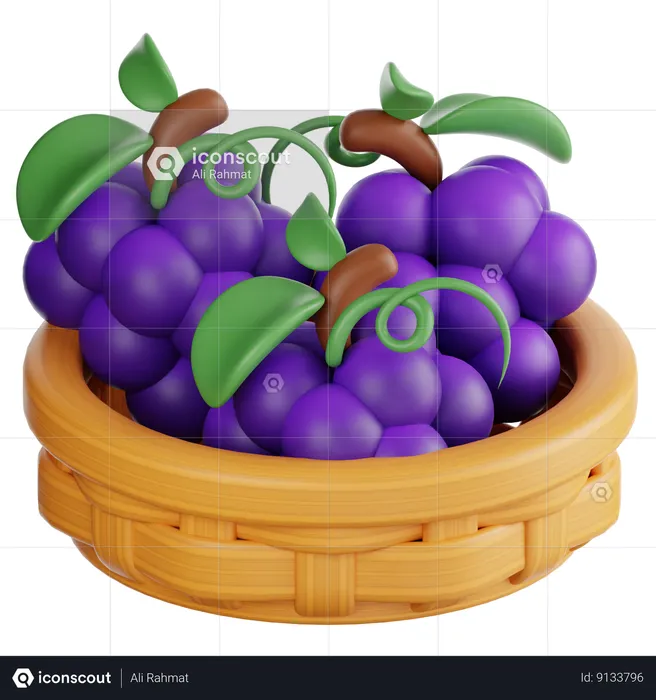 Cesta de uvas  3D Icon