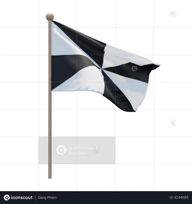 Ceuta Flagpole Flag 3D Illustration