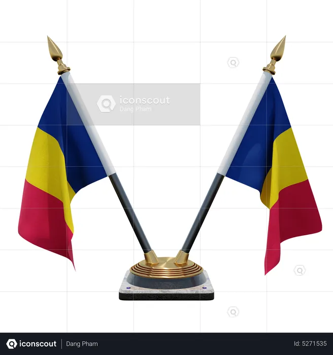 Chad Double (V) Desk Flag Stand Flag 3D Icon