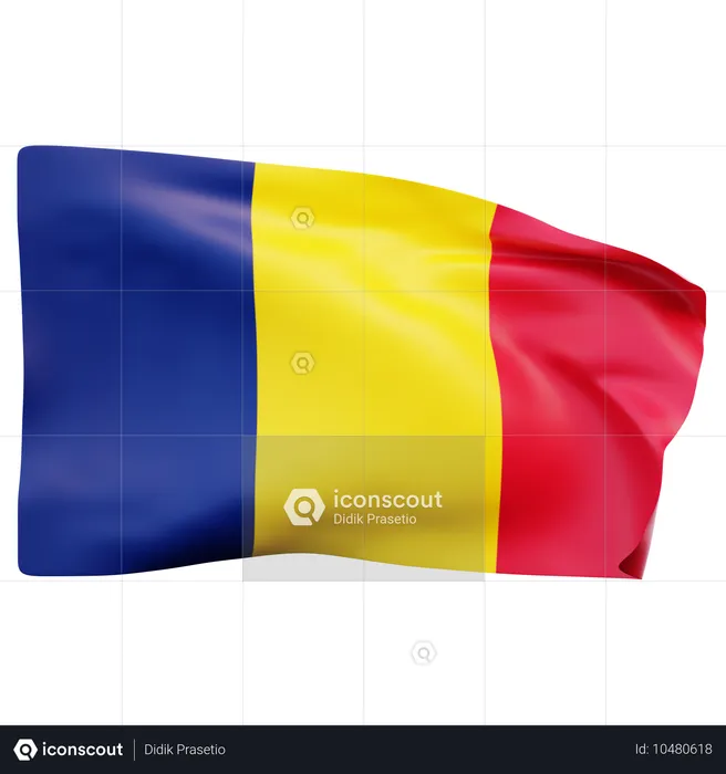 차드 국기 Flag 3D Icon