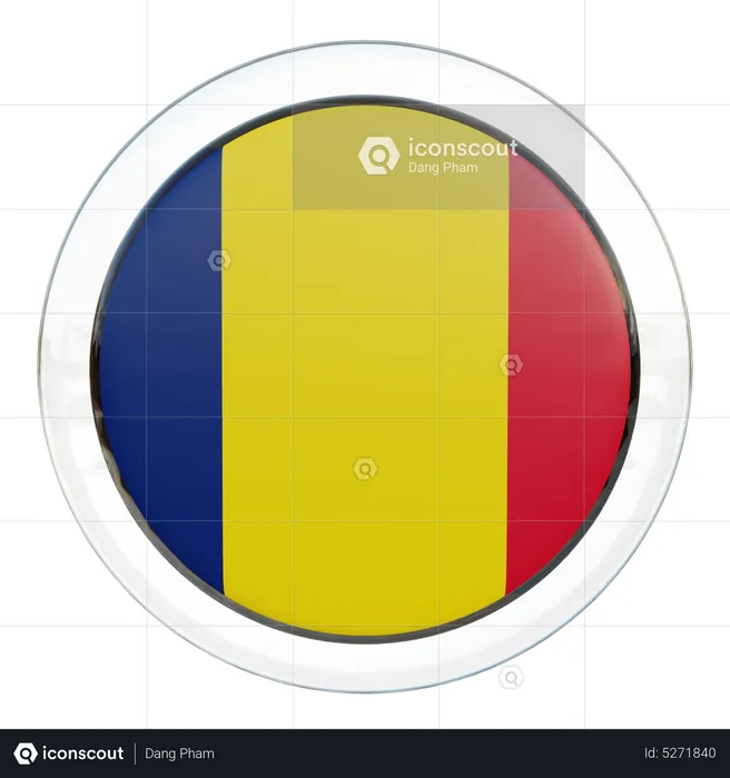 Chad Round Flag Flag 3D Icon