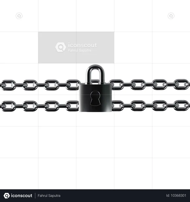 Chaîne chromée avec cadenas  3D Icon