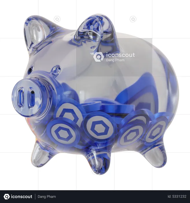 Chainlink (LINK) Clear Glass Piggy Bank  3D Icon