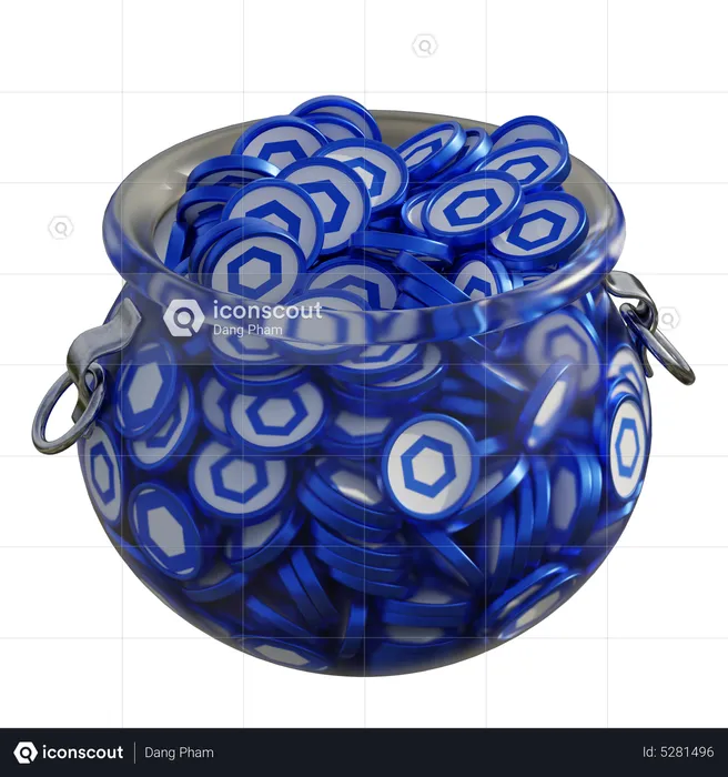 Chainlink (LINK) Clear Glass Pot  3D Icon