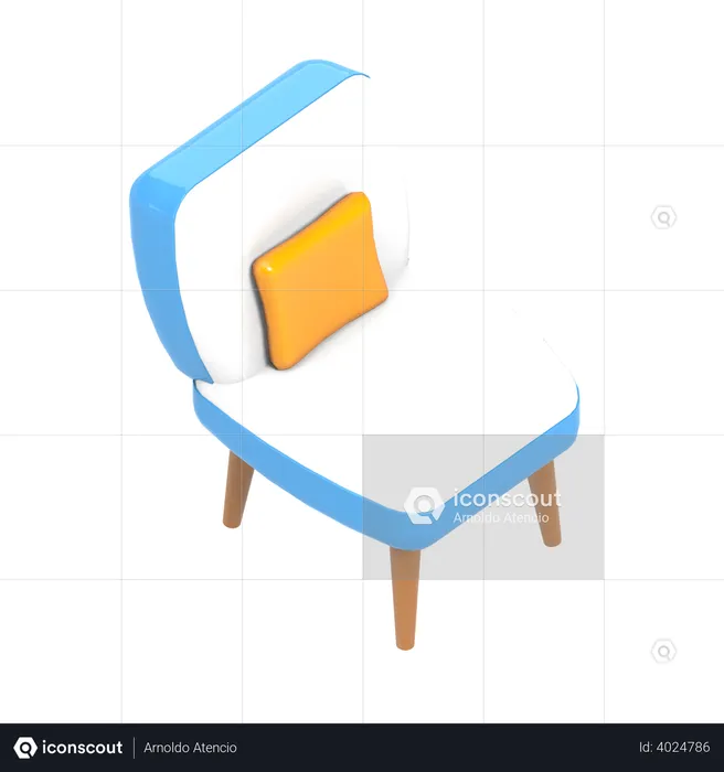 Chair And Pillow  3D Illustration