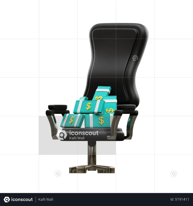Chair With Cash  3D Icon