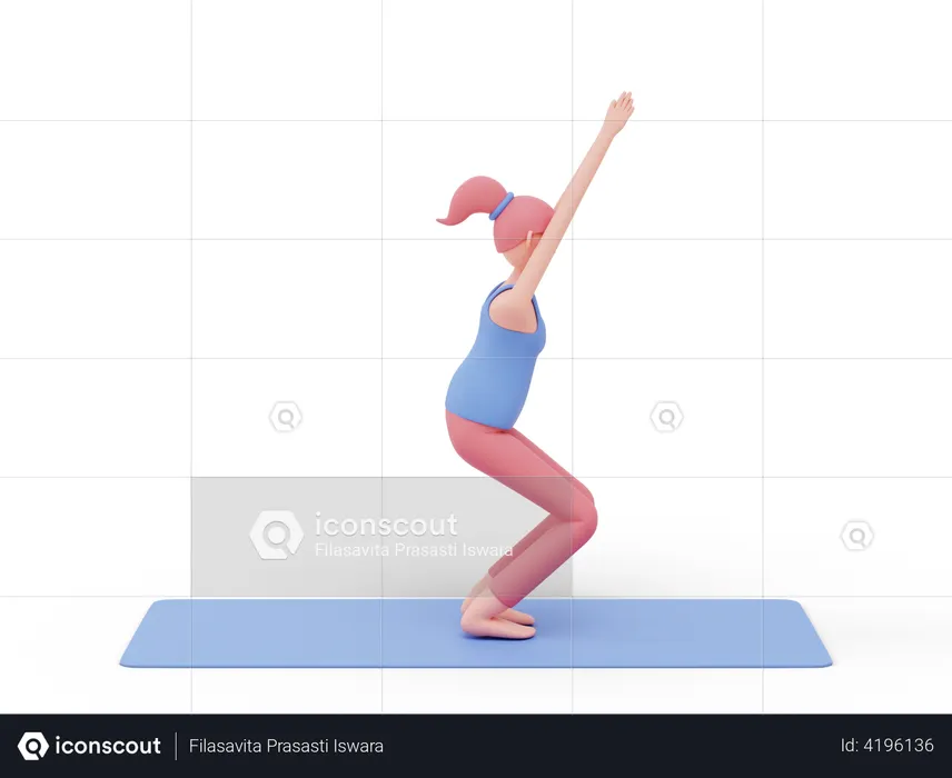 Chair Yoga Pose  3D Illustration
