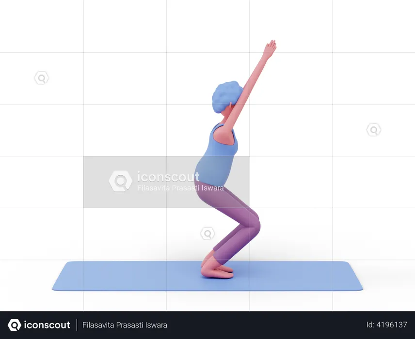 Chair Yoga Pose  3D Illustration