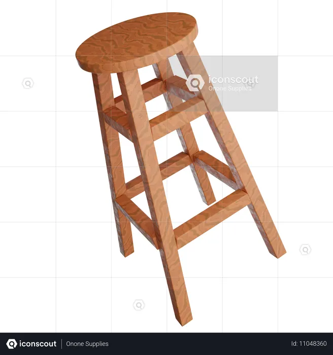 Tabouret en bois  3D Icon