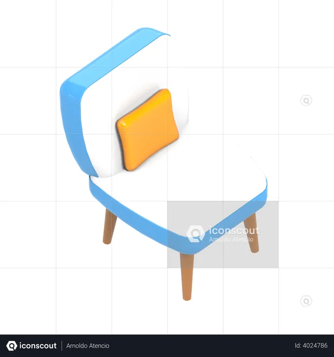 Chaise et oreiller  3D Illustration