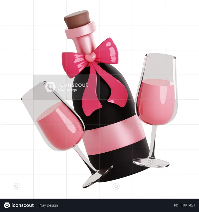 Champagne Bottle  3D Icon