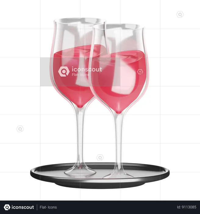 Champagne Glasses  3D Icon