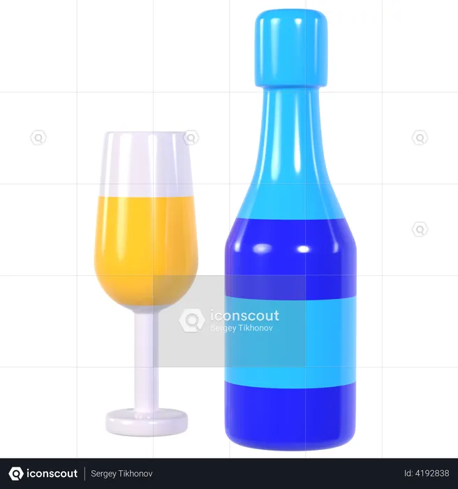 Champagnerglas  3D Illustration