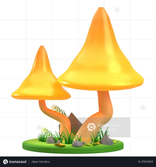 Champignons Cône Jaune  3D Icon