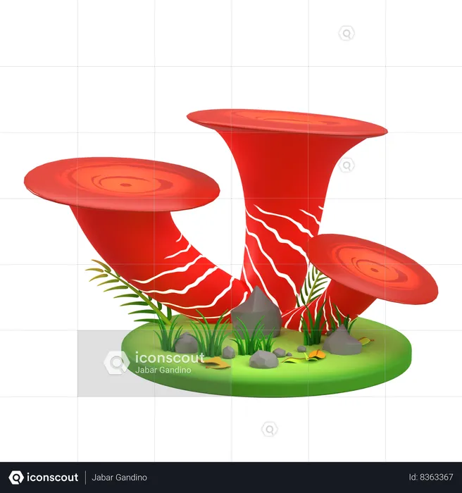 Champignon rouge empilé  3D Icon