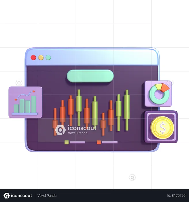 Analyse du trading de chandeliers  3D Icon