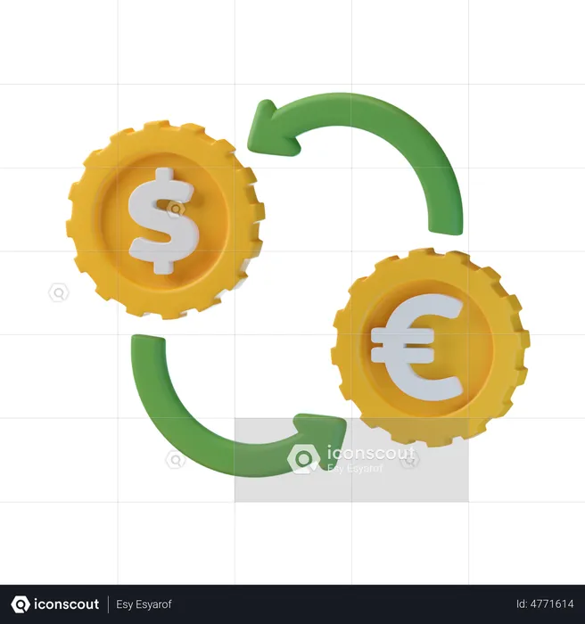 Échange dollar-euro  3D Icon