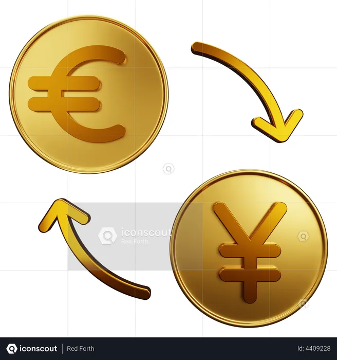 Euro change yen  3D Illustration