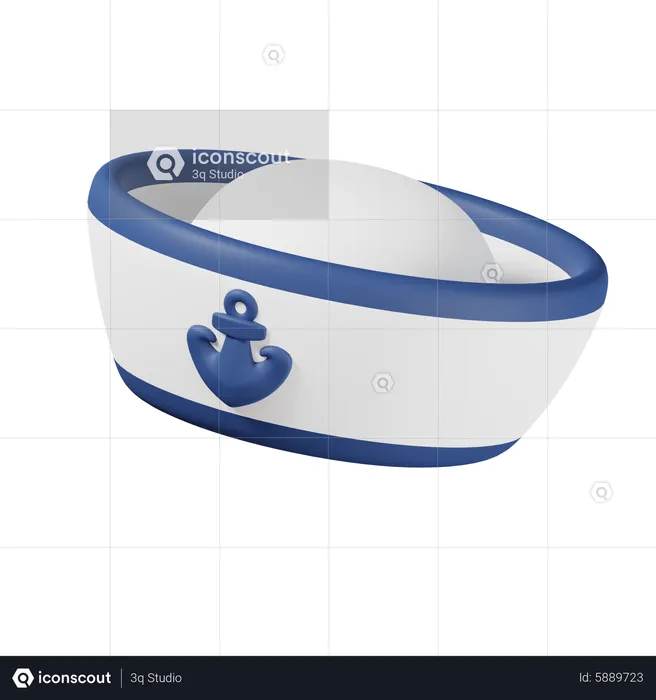 Chapeau de marin avec ancre bleue  3D Icon