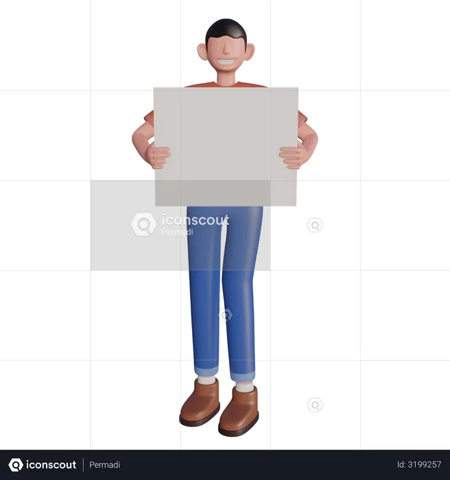 Character holding board  3D Illustration