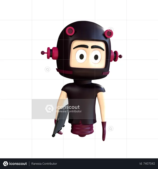 Character holding tablet  3D Illustration