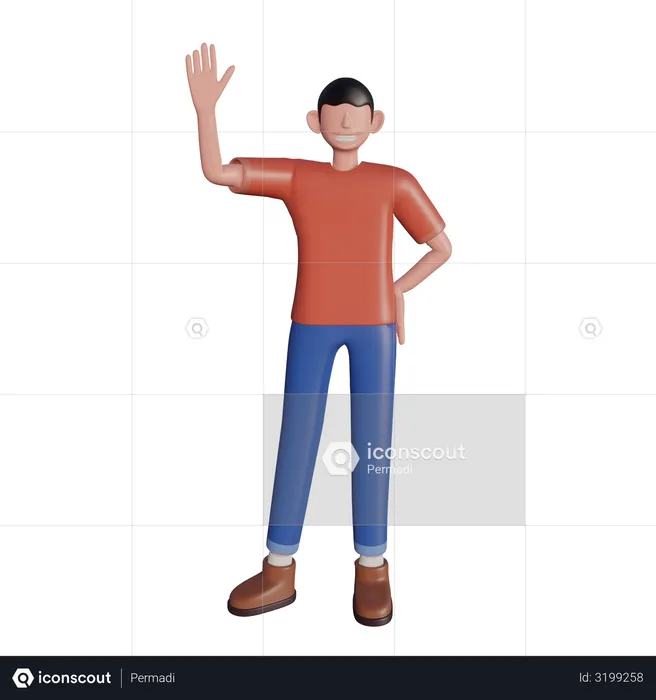 Character waving hand  3D Illustration