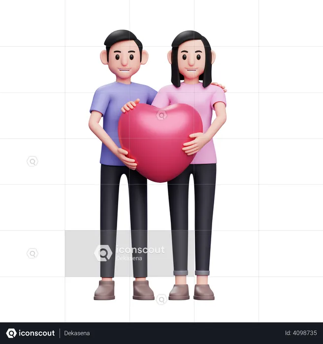 Joli couple debout ensemble  3D Illustration