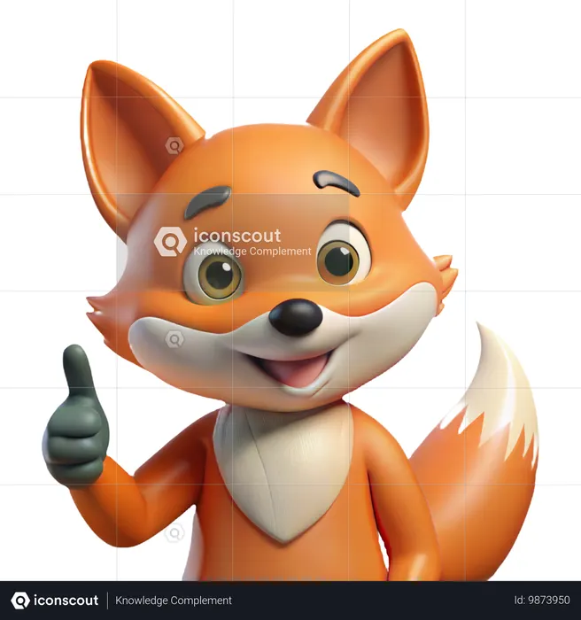 Charming Fox Thumbs Up  3D Icon