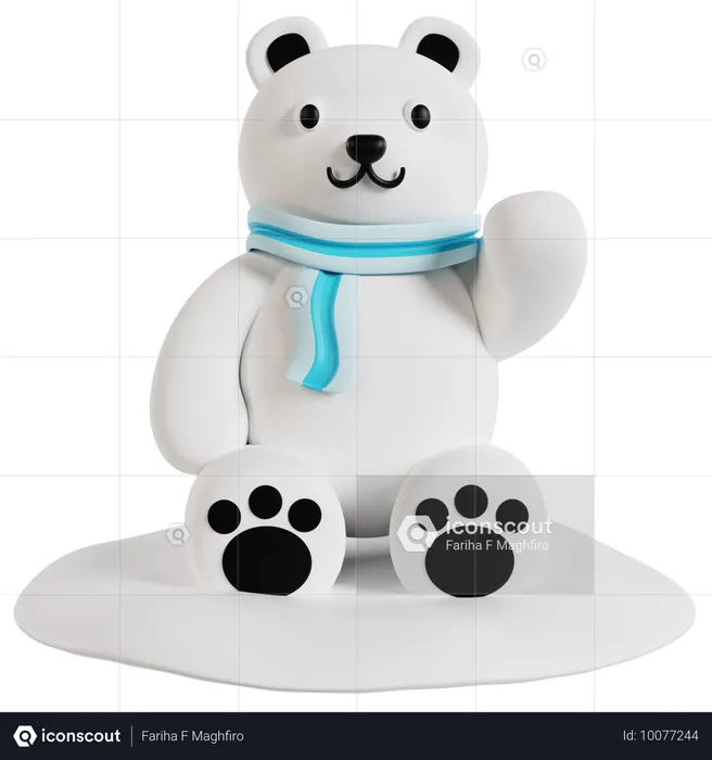 Charming Polar Bear  3D Icon