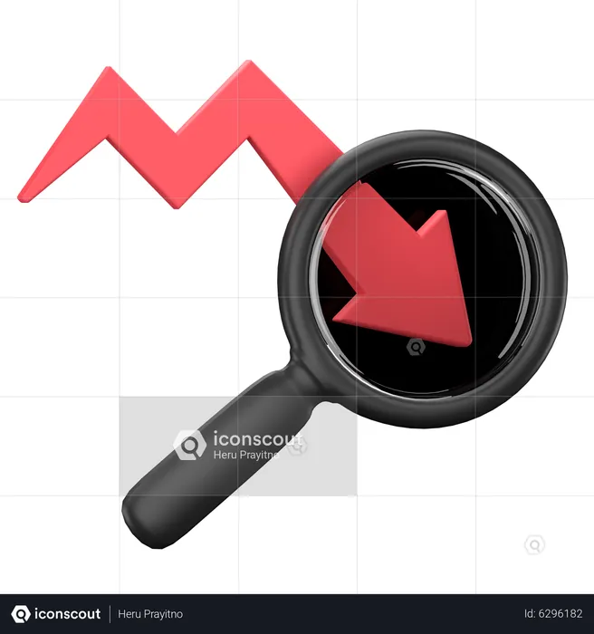 Chart Down Zoom  3D Icon