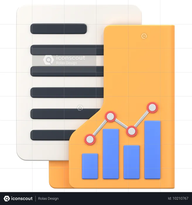 Chart Folder With Chart Sign  3D Icon