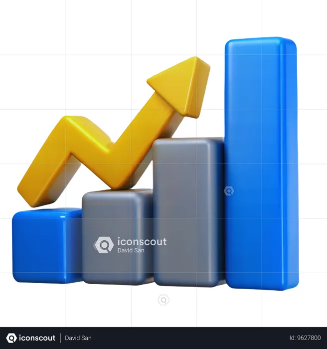 Chart with Upward Arrow  3D Icon