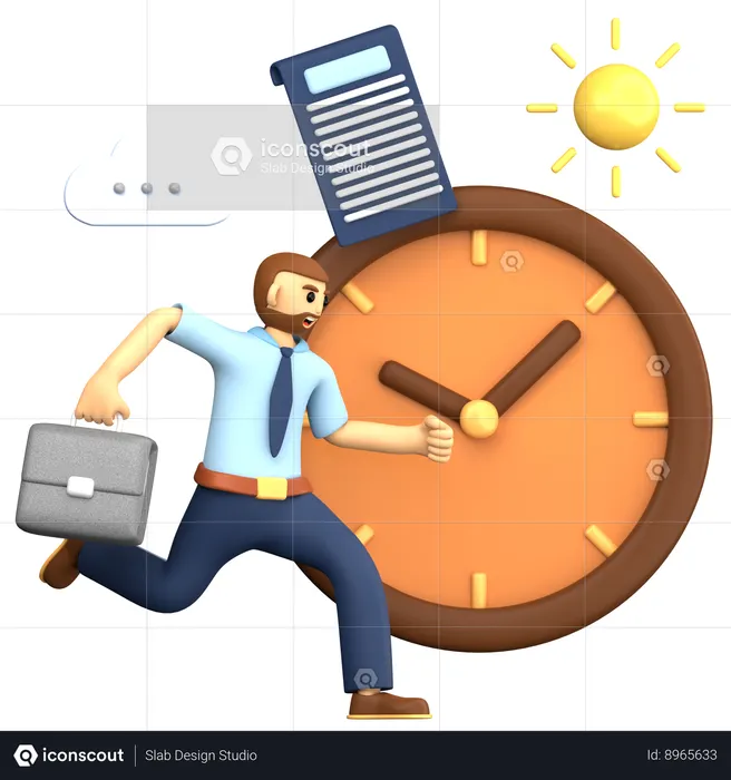 Chasing Time  3D Illustration