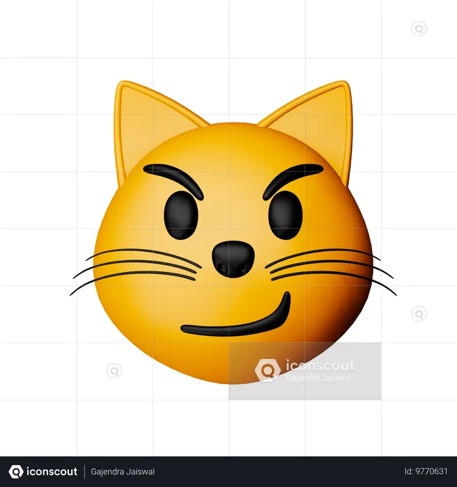 Chat avec un sourire ironique emoji Emoji 3D Icon