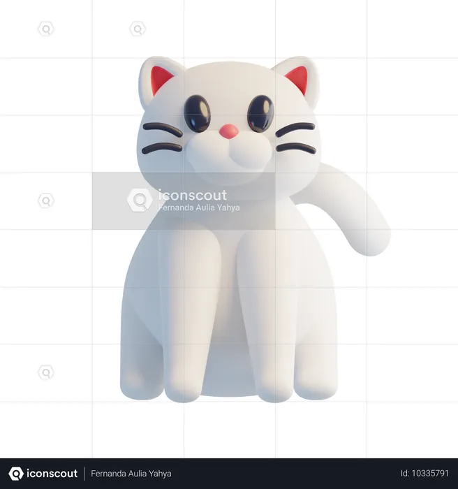 Chat blanc  3D Icon