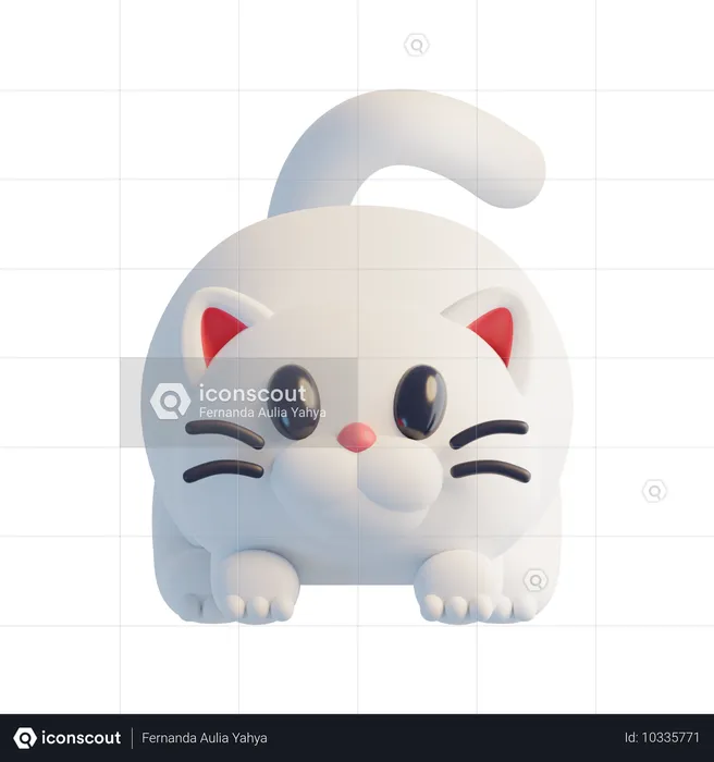 Chat blanc  3D Icon