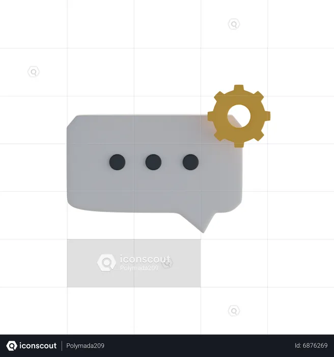 Chat Box And Gear  3D Icon