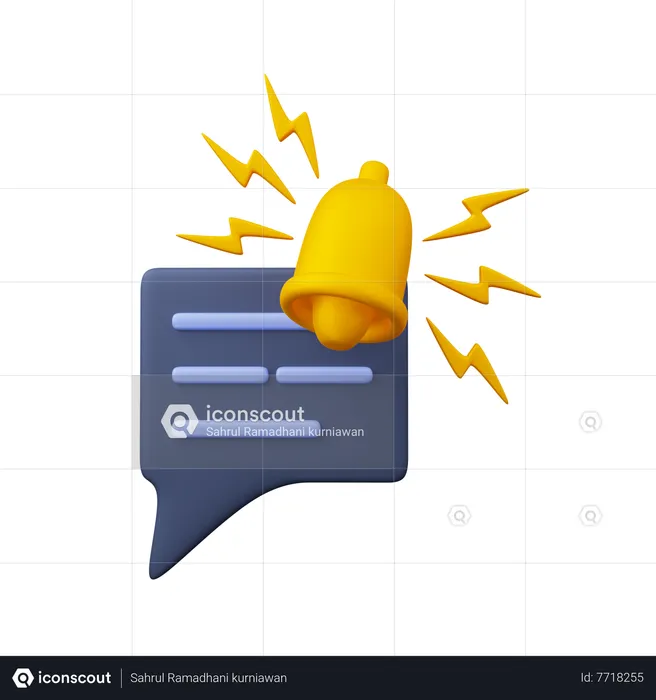 Chat Bubble With Notification Bell  3D Icon