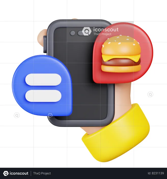 Chat de comida en línea  3D Icon