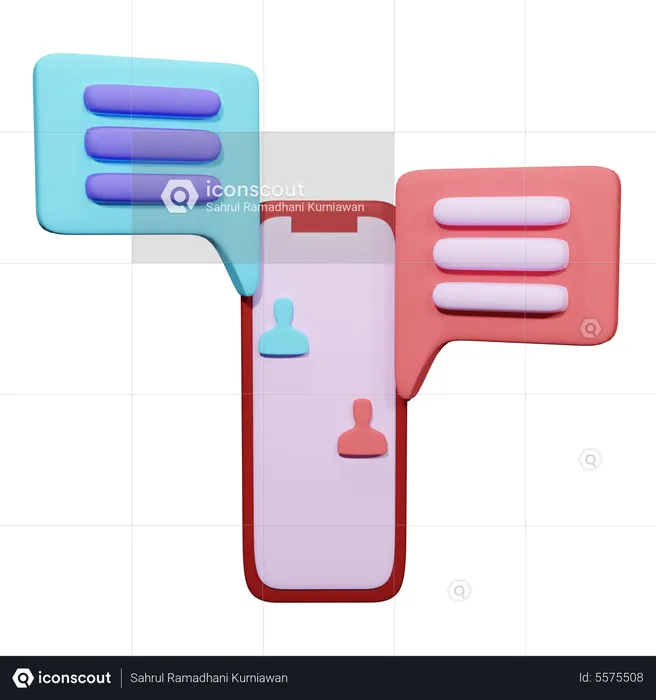 Chat de redes sociales en un teléfono inteligente  3D Icon